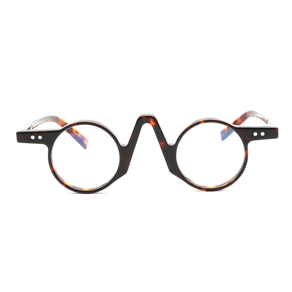 Central | Retro Round Tortoise Shell Eyeglasses | Unisex Hipster Nerd Style Glasses Frames