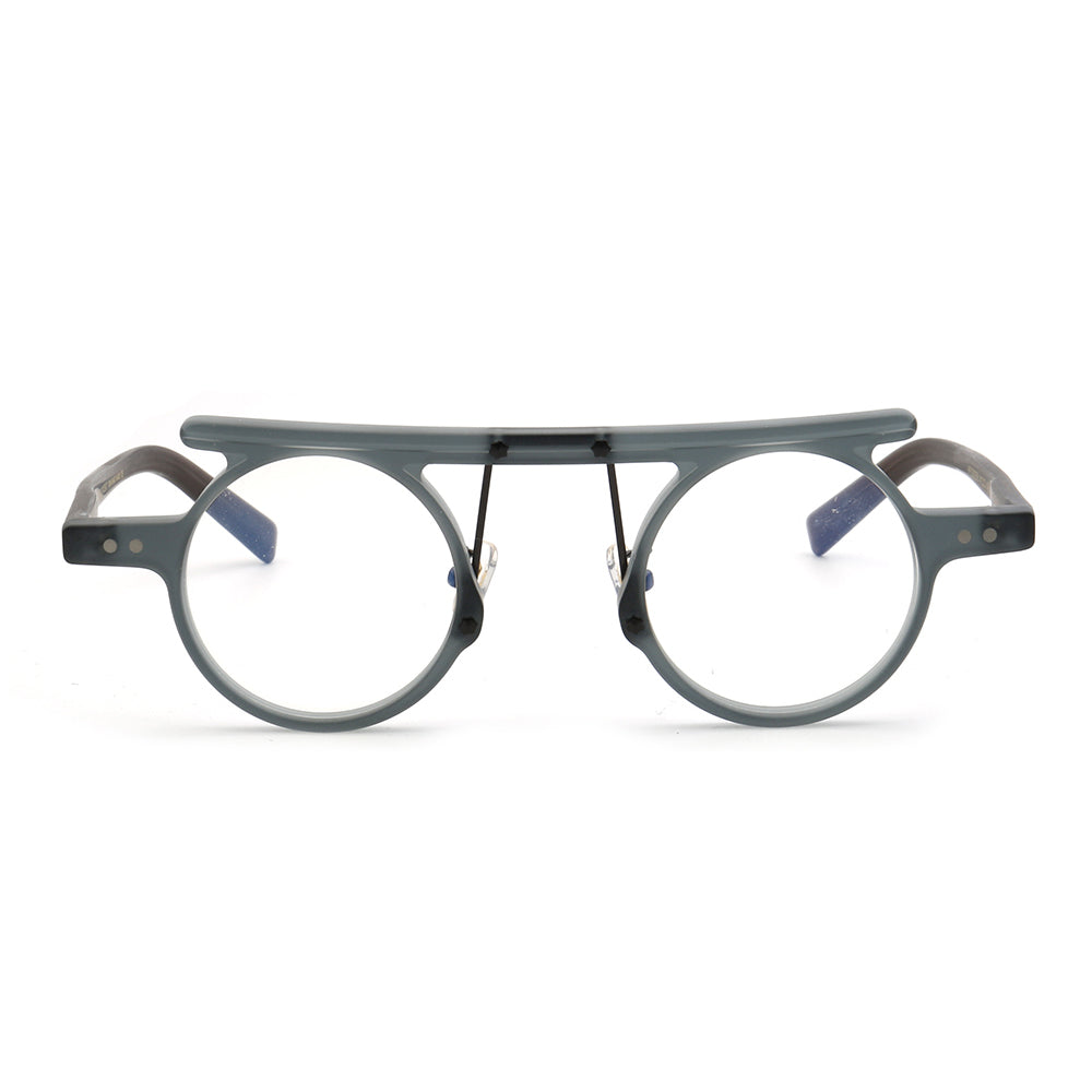 Hester | Retro Flat Top Vintage Glasses Frames Men | Round Nerd Stylish Women Eyeglasses Frames