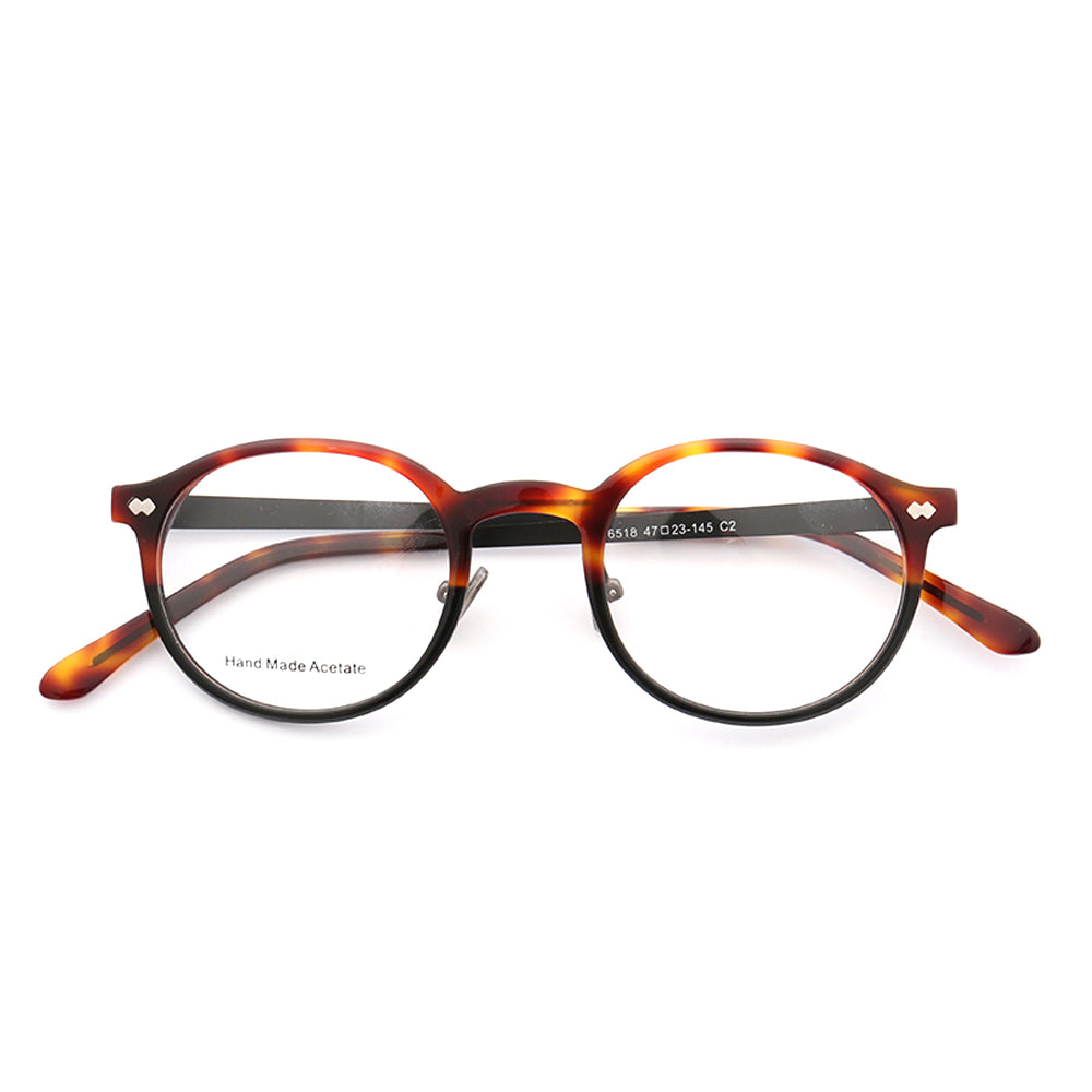 Durham | Composite Acetate & Metal Eyeglasses | Round Full Rim Frame w/ Patterned Design