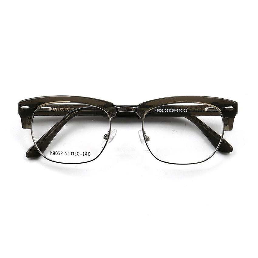 Carter | Retro Half Rim Acetate Glasses | Semi Rimless Nerd Style Eyeglass Frames