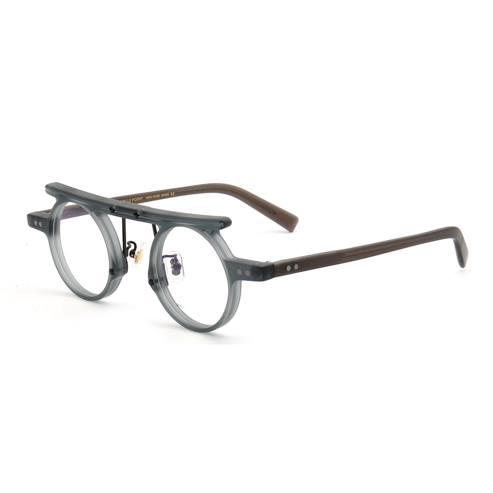 Hester | Retro Flat Top Vintage Glasses Frames Men | Round Nerd Stylish Women Eyeglasses Frames