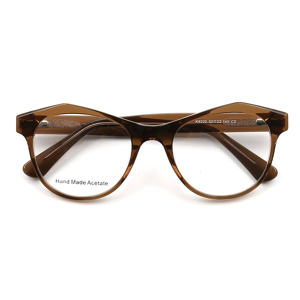 August | Semi Transparent Round Full Rim Acetate Glasses | Eyeglasses w/ Modern Geometric Frame
