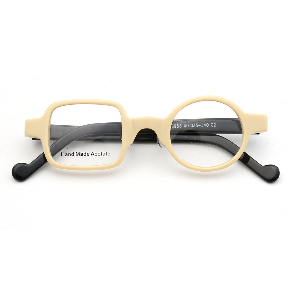 Distinct | Retro Mismatch Eyeglasses For Men & Women | Funky Round Square Frame w/ Tortoise Shell Finish