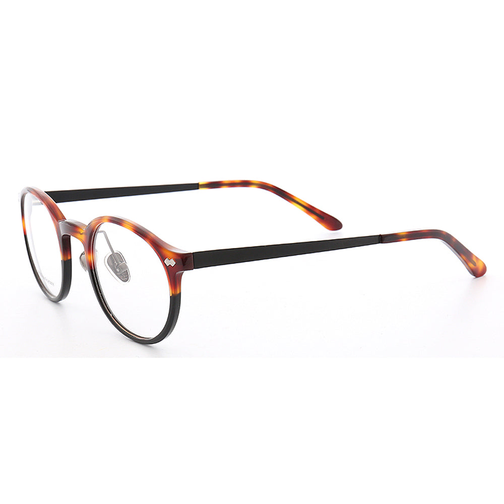 Durham | Composite Acetate & Metal Eyeglasses | Round Full Rim Frame w/ Patterned Design