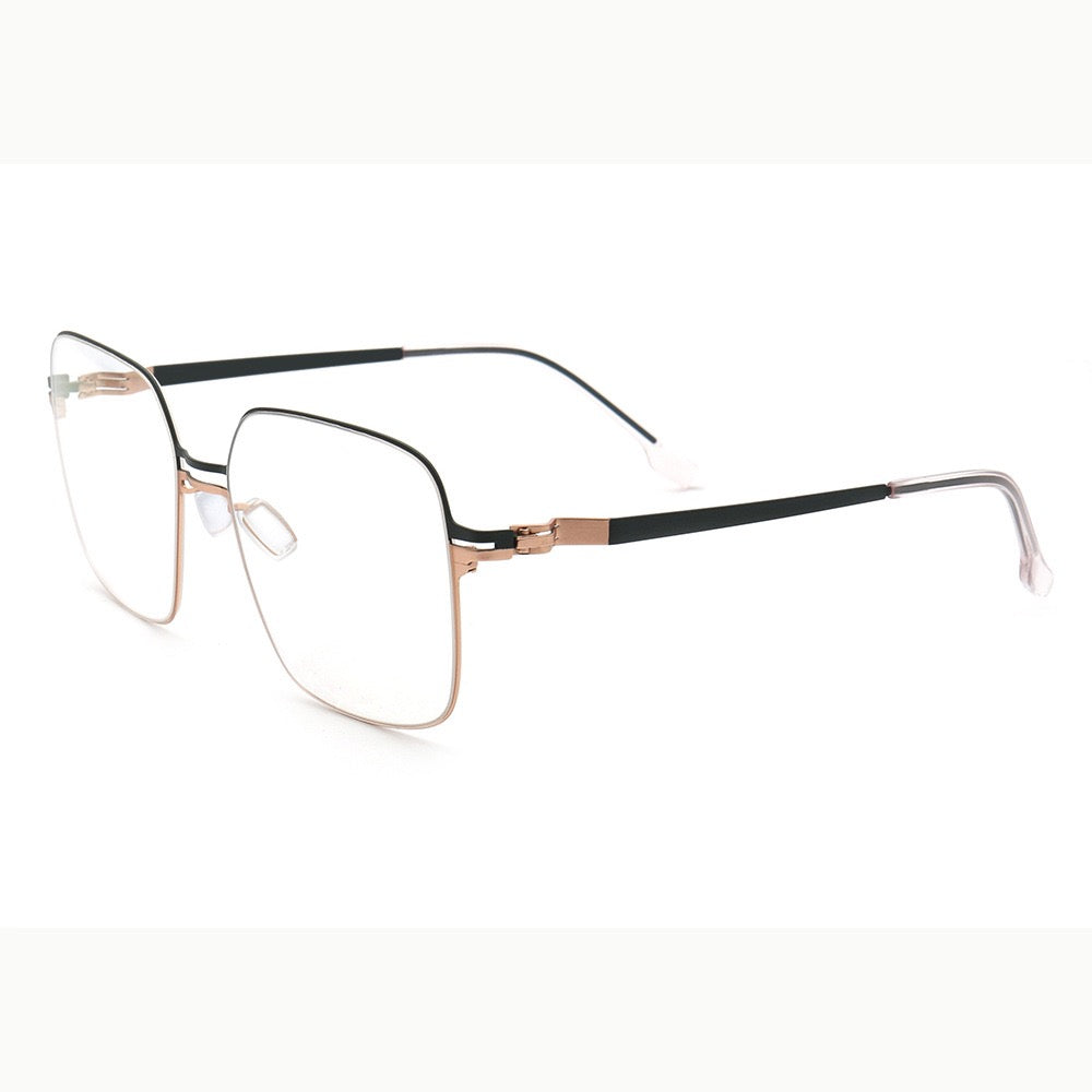 Robin | 80s Mens Business Metal Eyeglass Frames | Modern Square Oversize Womens Light Eyewear Stainless Steel
