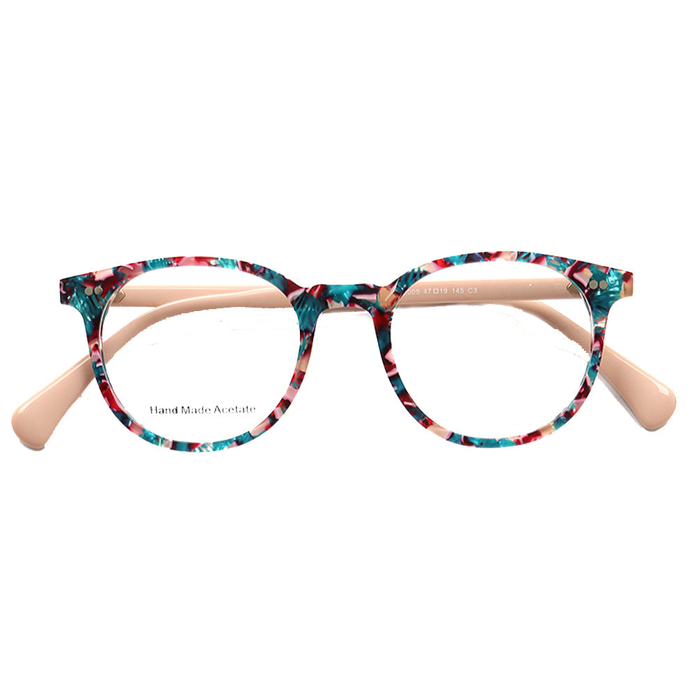 Grace | Round Patterned Acetate Eyeglasses Frames Online | Modern Womens Floral Glasses Frames