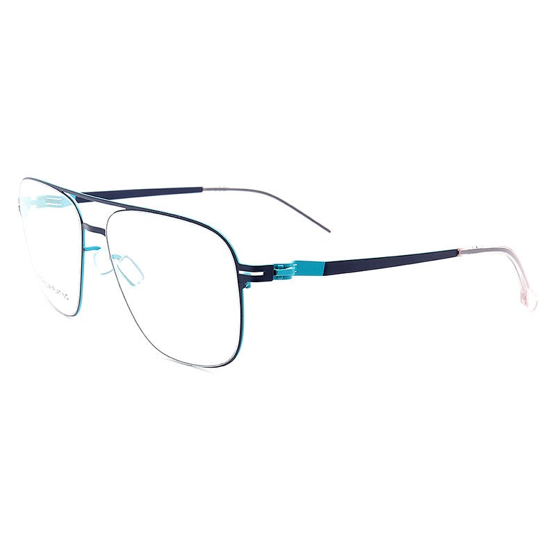 Maxwell | Retro Double Bridge Pilot Style Glasses | Flat Top Stainless Steel Eyeglass Frames