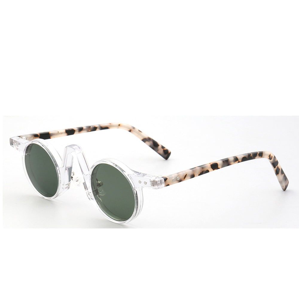 Central | Round Polarized Sunglasses w/ Tortoise Shell Pattern | Retro Raised Bridge Frame Design