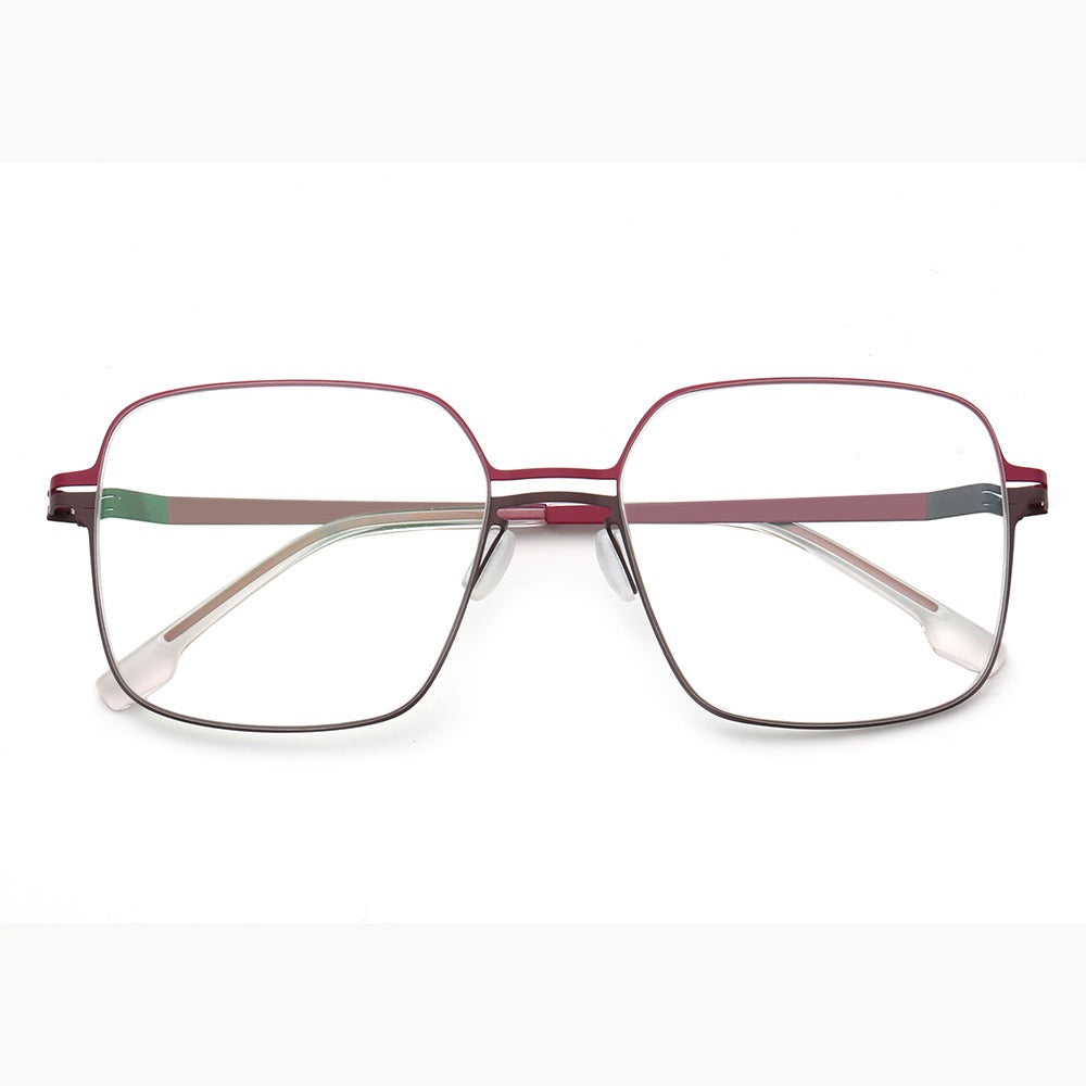 Robin | 80s Mens Business Metal Eyeglass Frames | Modern Square Oversize Womens Light Eyewear Stainless Steel