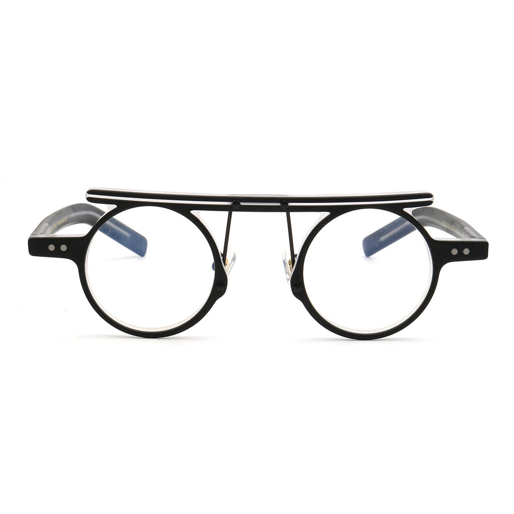 Hester | Retro Flat Top Vintage Glasses Frames Men | Round Nerd Stylish Women Eyeglasses Frames