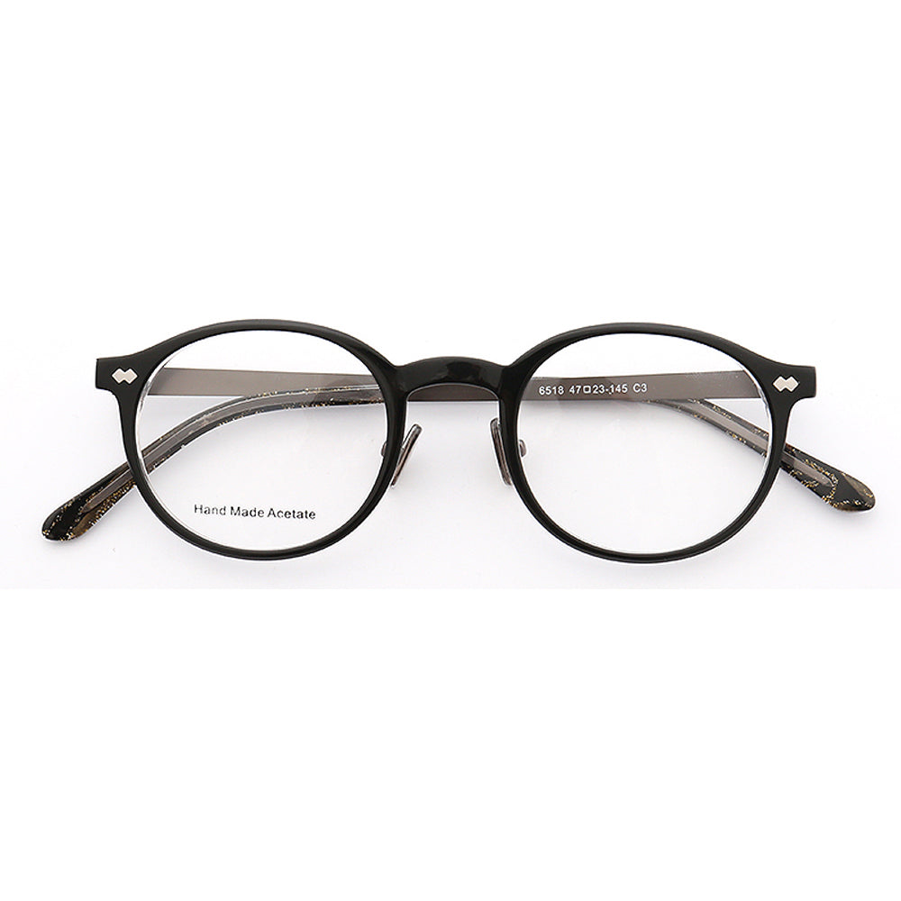 Durham | Composite Acetate & Metal Eyeglasses | Round Full Rim Frame w/ Patterned Design