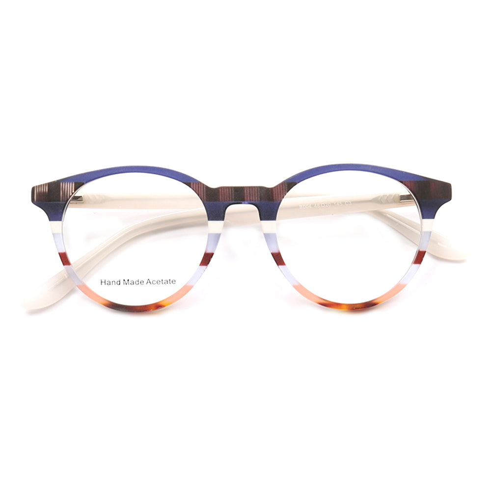 Bailey | Mens Round Fashionable Striped Eyeglass Frames | Trendy Eyewear Frames for Women Red Pink