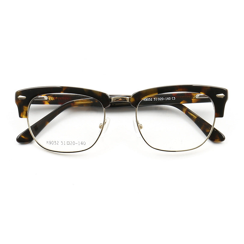 Carter | Retro Half Rim Acetate Glasses | Semi Rimless Nerd Style Eyeglass Frames