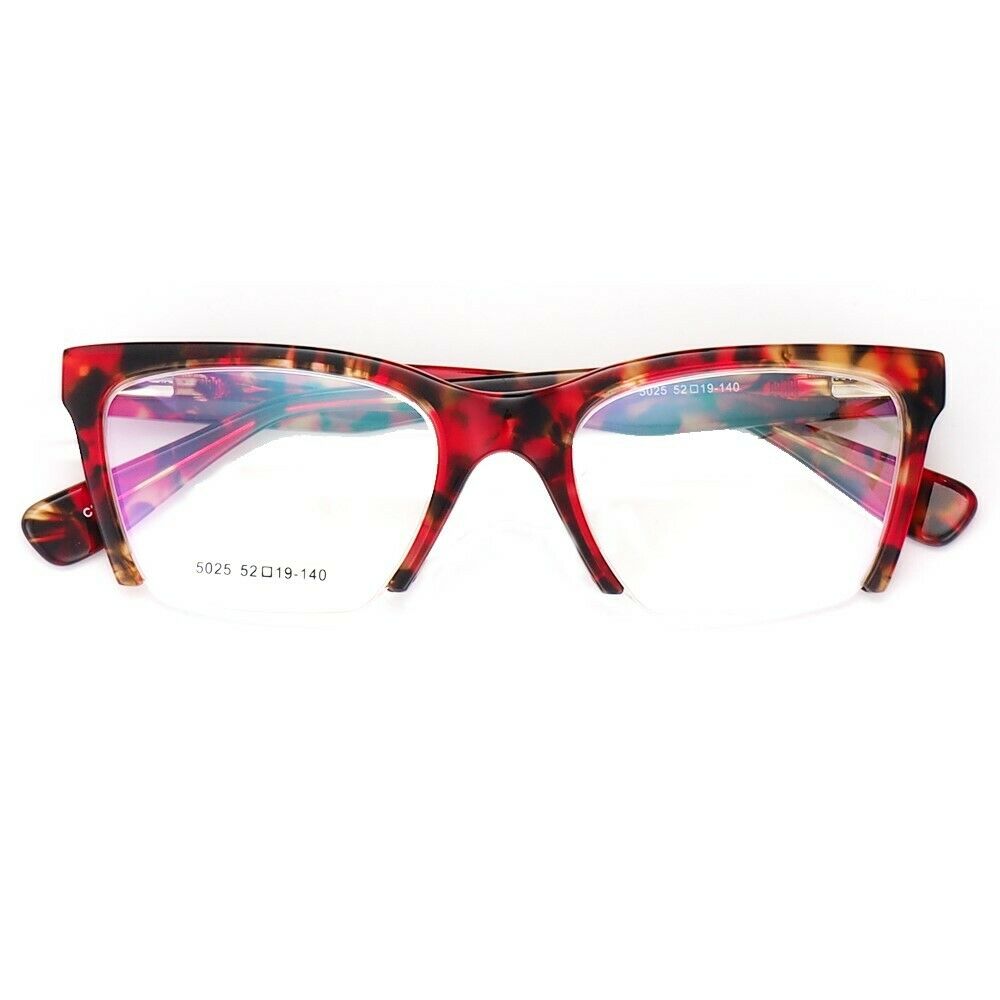 Isabella | Half Rim Cat Eye Glasses For Women | Modern Semi Rimless Tortoise Shell Pattern