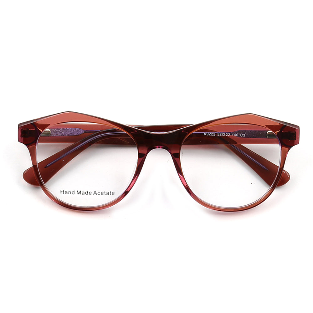 August | Semi Transparent Round Full Rim Acetate Glasses | Eyeglasses w/ Modern Geometric Frame