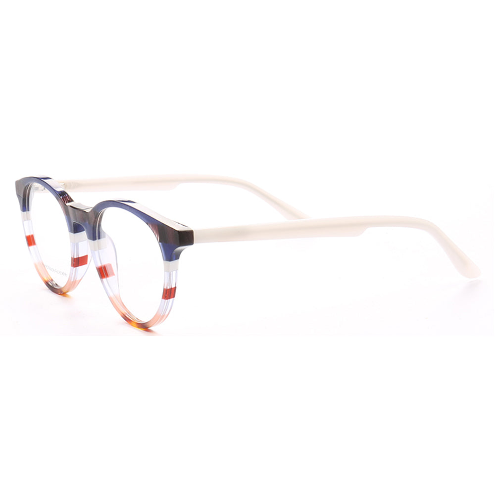 Bailey | Mens Round Fashionable Striped Eyeglass Frames | Trendy Eyewear Frames for Women Red Pink