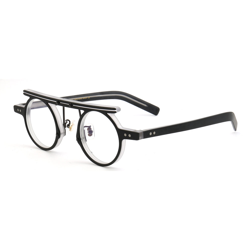 Hester | Retro Flat Top Vintage Glasses Frames Men | Round Nerd Stylish Women Eyeglasses Frames
