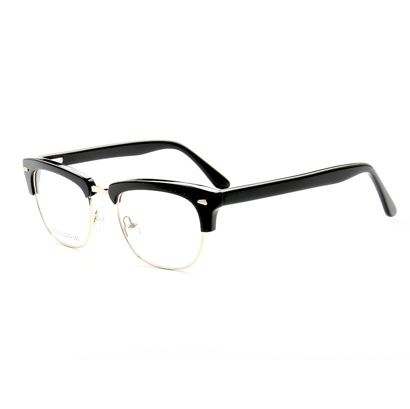 Carter | Retro Half Rim Acetate Glasses | Semi Rimless Nerd Style Eyeglass Frames