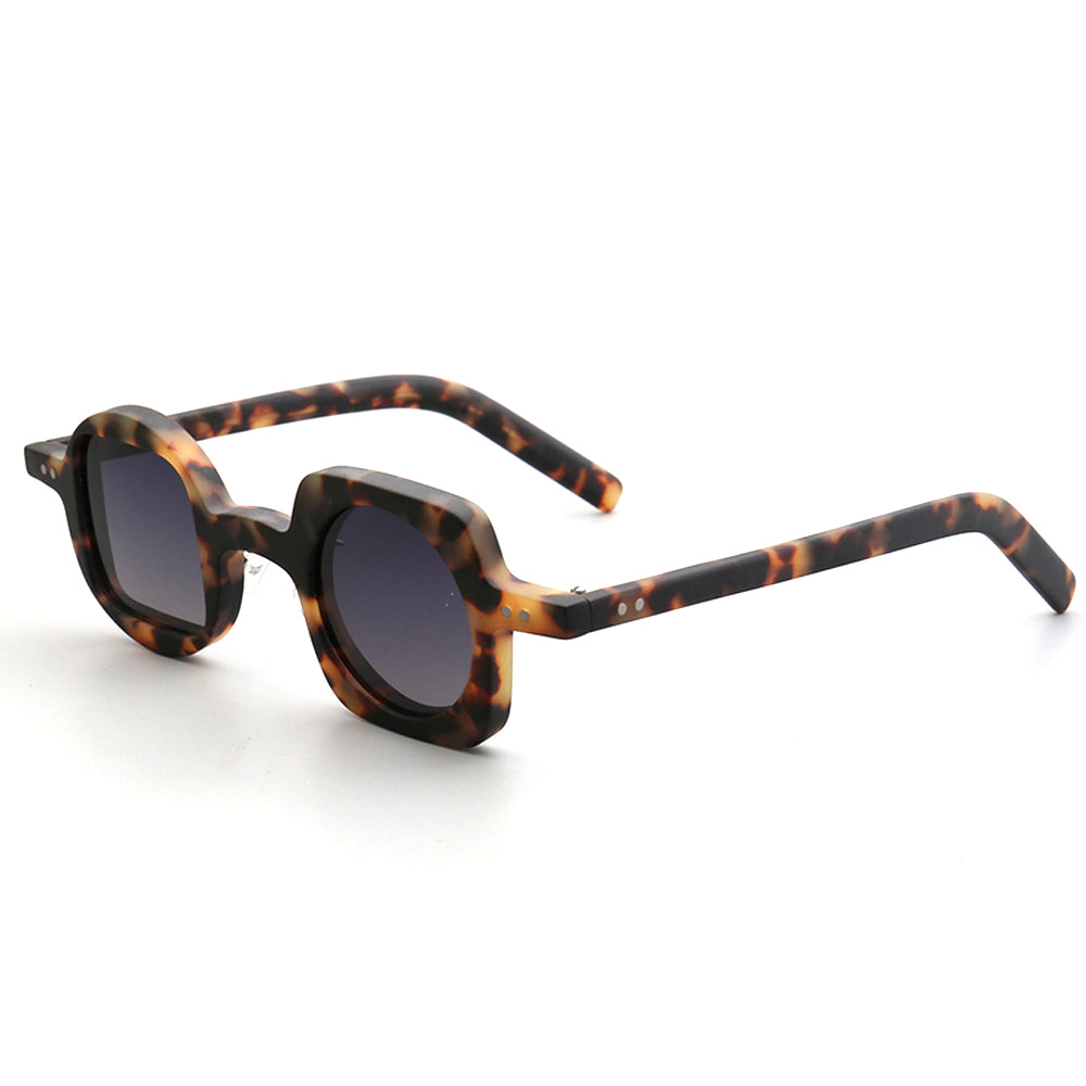 Scene | Mismatch Polarized Sunglasses w/ Tortoise Shell Pattern | Unique Retro Square & Circle Frames