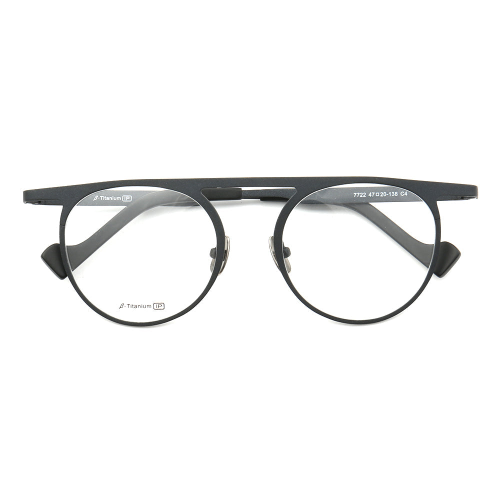 Wilford | Vintage Flat Top Titanium Mens Eyeglasses | Hipster Round Womens Glasses Frames Online