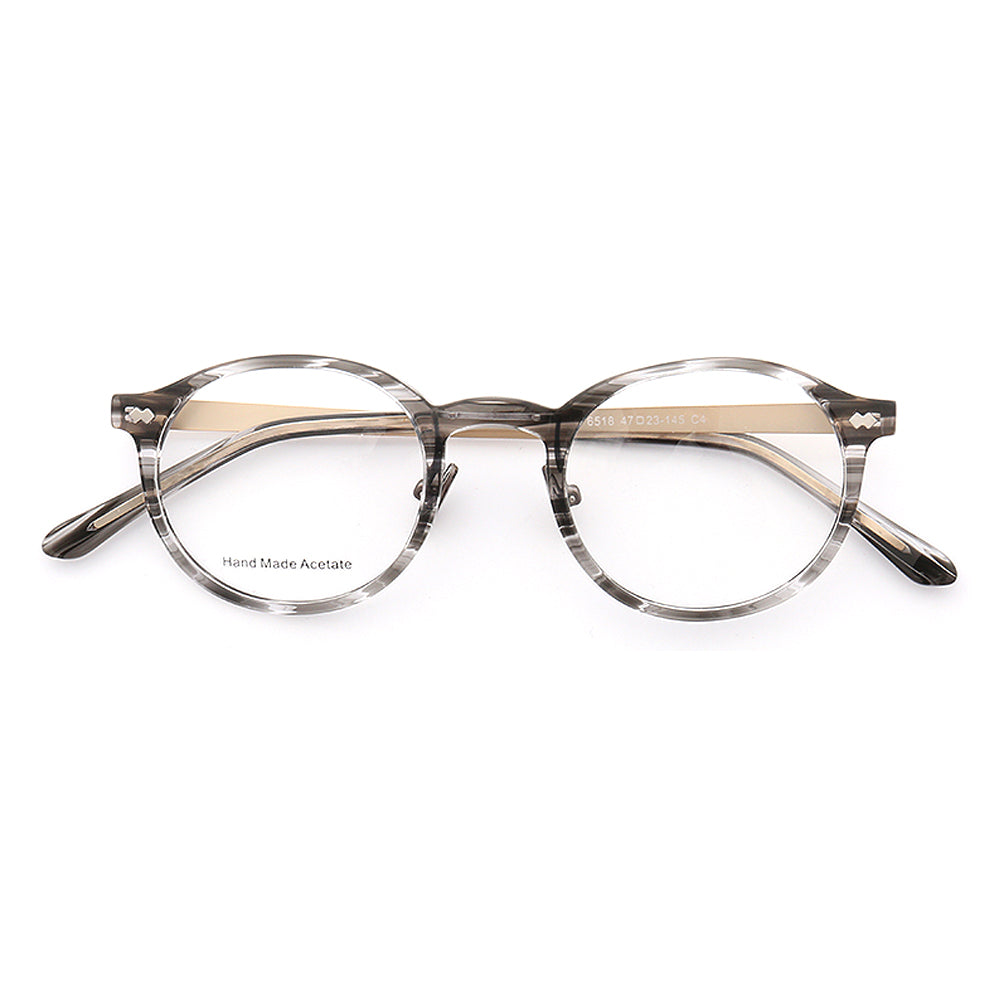 Durham | Composite Acetate & Metal Eyeglasses | Round Full Rim Frame w/ Patterned Design