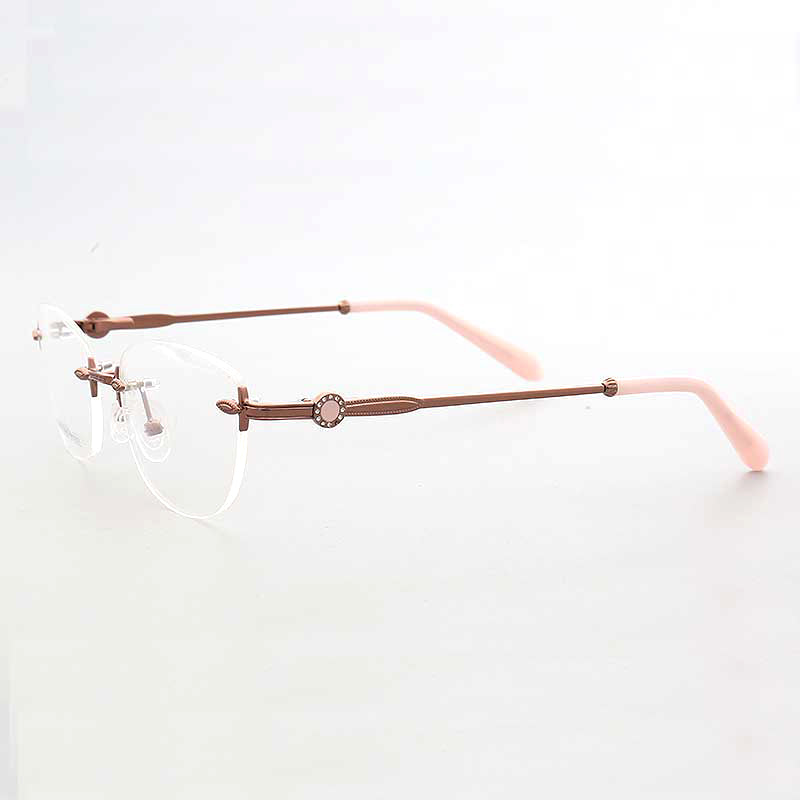 Esther | Rimless Oval Eyeglass Frames For Women |  Female Round Lightweight Metal Eyewear Red