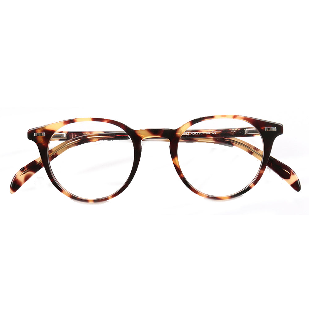 Axel | Classic Round Acetate Glasses w/ Tortoise Shell Design | Unisex Frame For Men & Women
