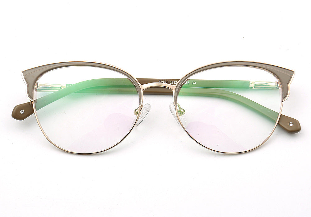 Evelyn | Stylish Stainless Steel Glasses For Women | Modern Half Rim Cat Eye Frame