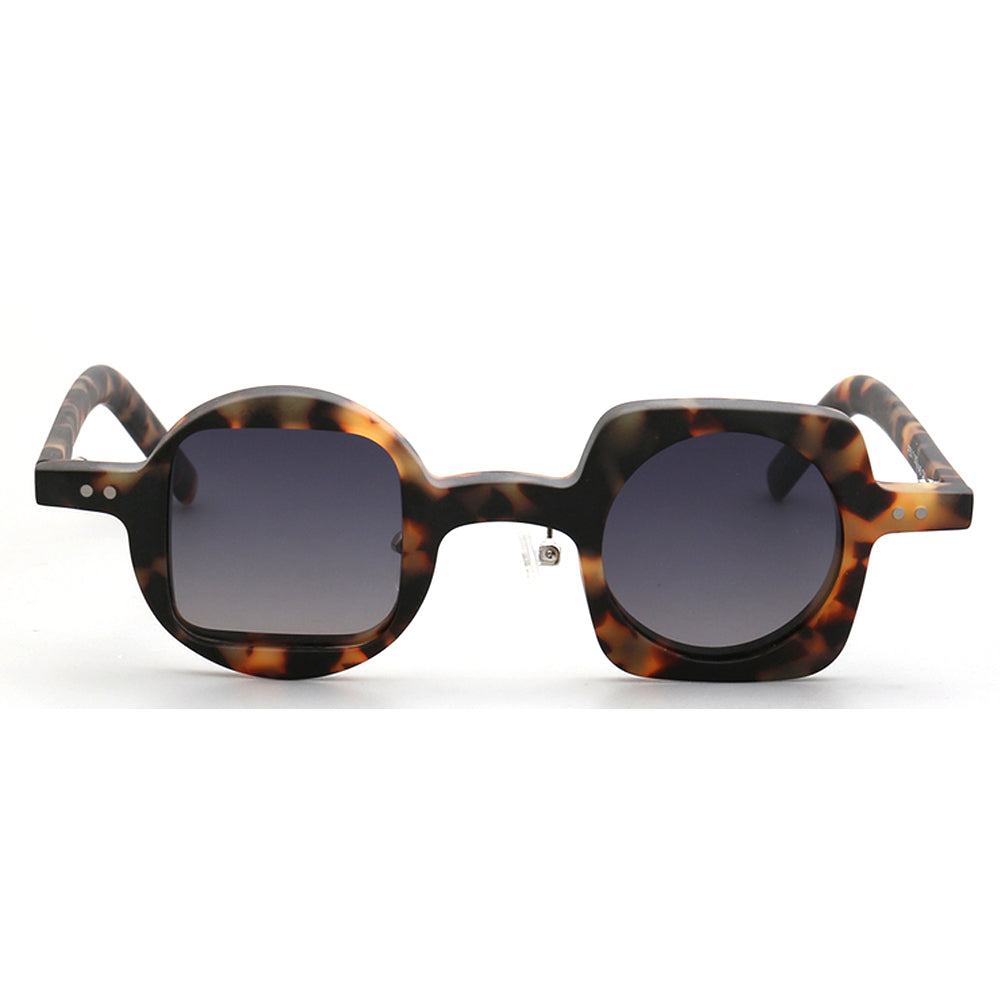 Scene | Mismatch Polarized Sunglasses w/ Tortoise Shell Pattern | Unique Retro Square & Circle Frames