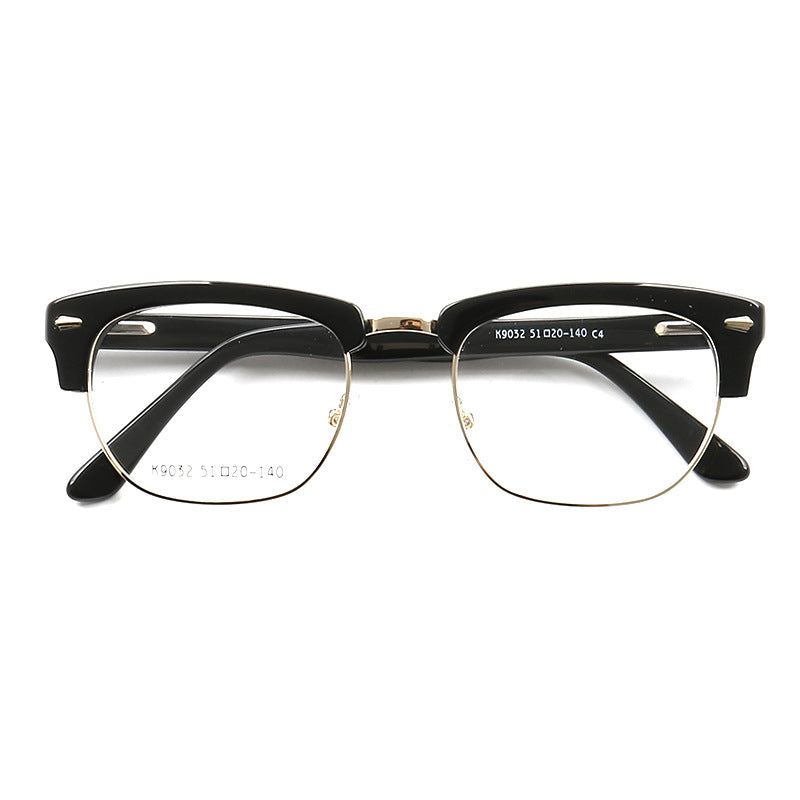 Carter | Retro Half Rim Acetate Glasses | Semi Rimless Nerd Style Eyeglass Frames