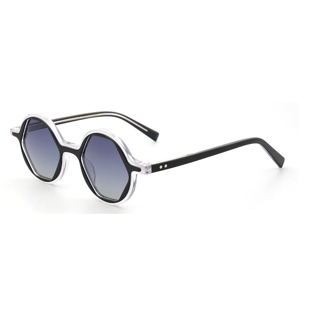 Mosley | Polarized Hexagon Shaped Sunglasses | Unisex Acetate Frame w/ Geometric Design