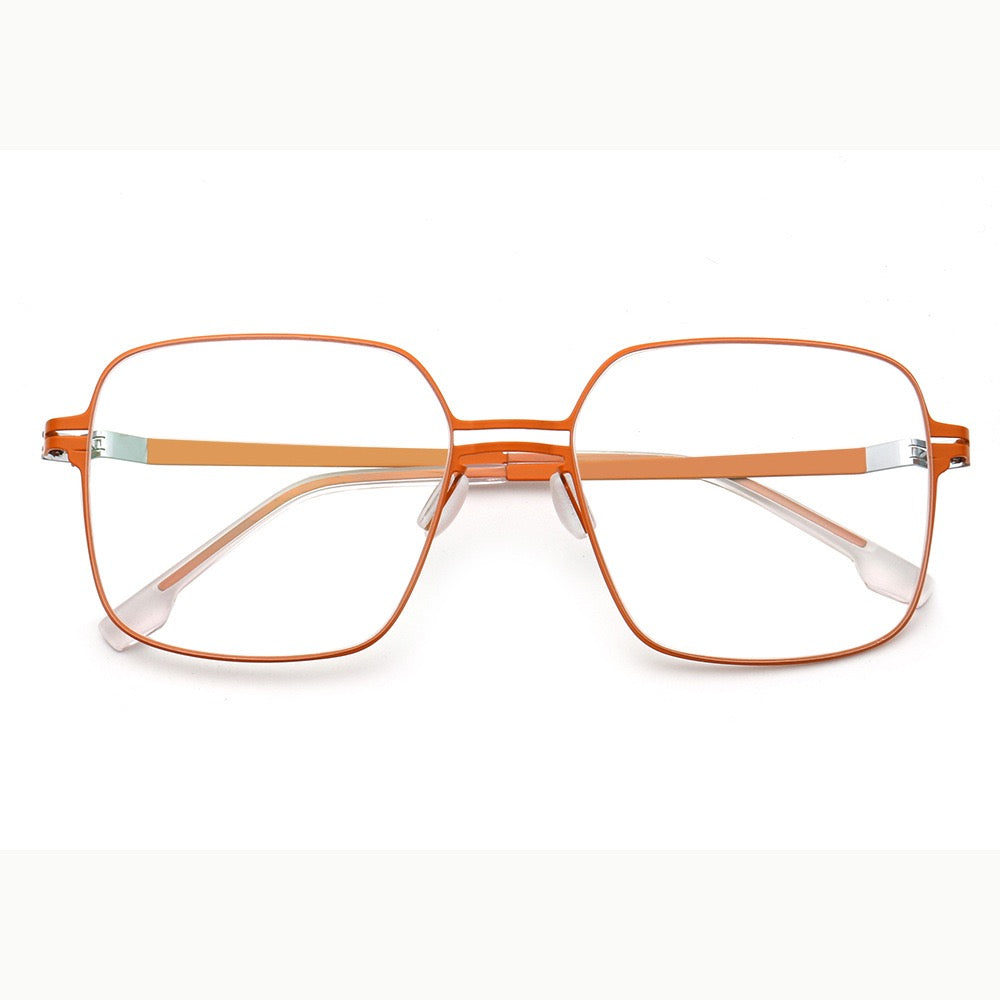 Robin | 80s Mens Business Metal Eyeglass Frames | Modern Square Oversize Womens Light Eyewear Stainless Steel