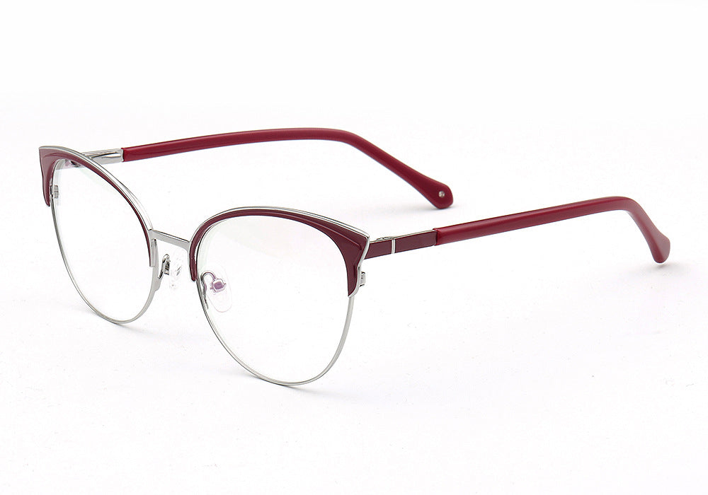Evelyn | Stylish Stainless Steel Glasses For Women | Modern Half Rim Cat Eye Frame