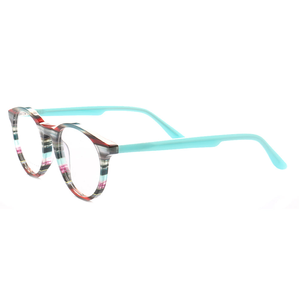 Bailey | Mens Round Fashionable Striped Eyeglass Frames | Trendy Eyewear Frames for Women Red Pink