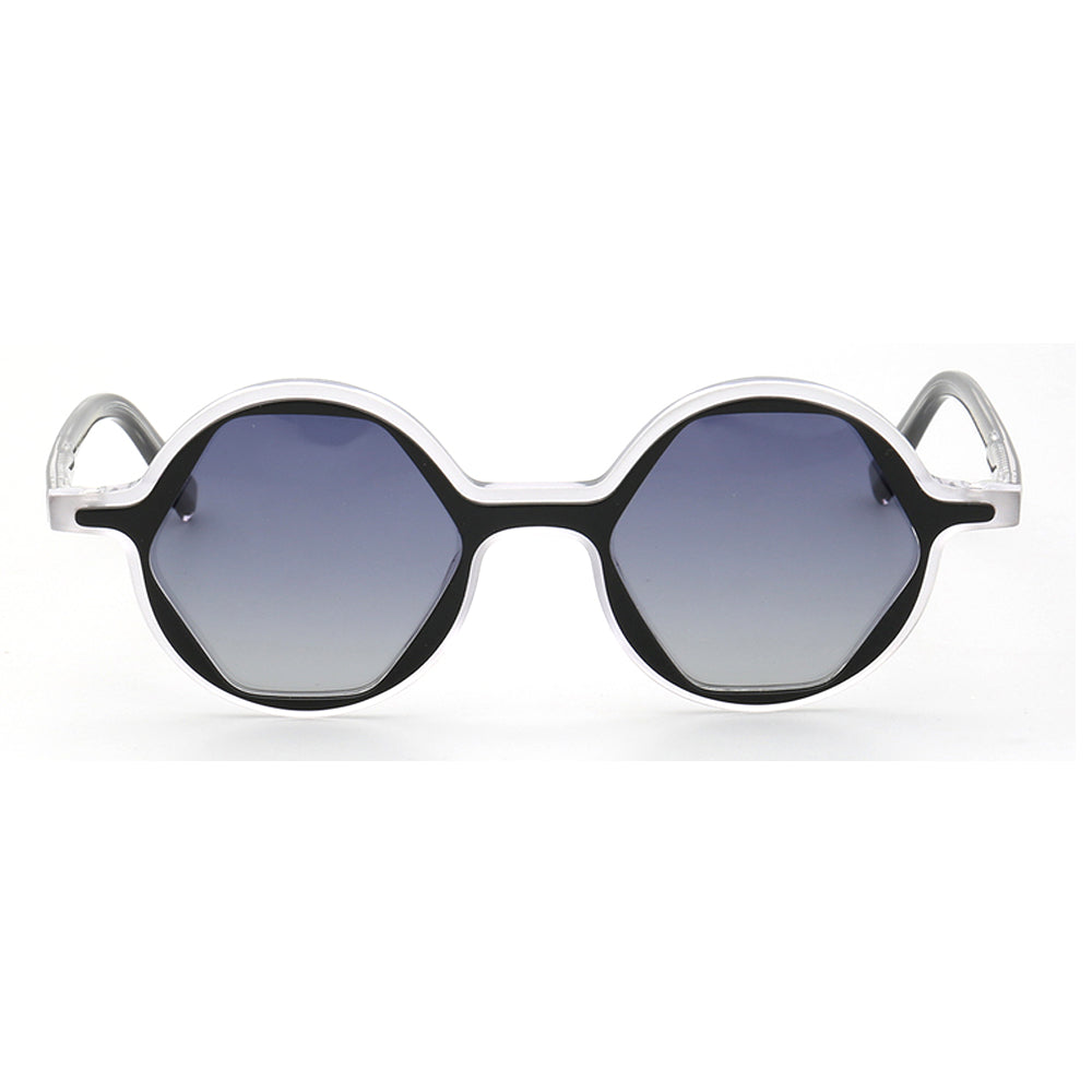 Mosley | Polarized Hexagon Shaped Sunglasses | Unisex Acetate Frame w/ Geometric Design