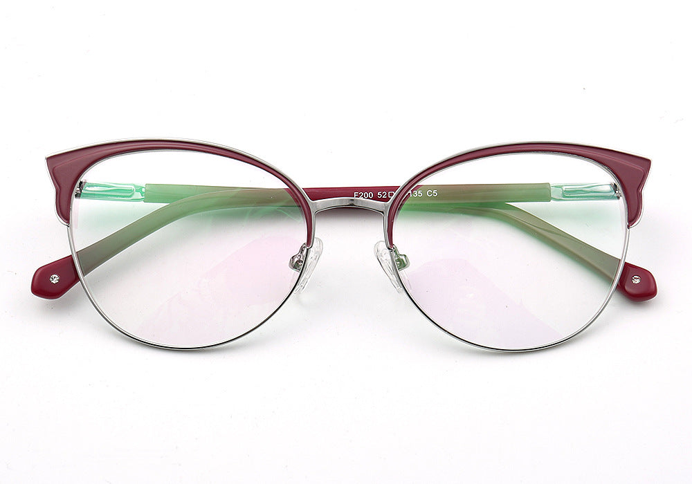 Evelyn | Stylish Stainless Steel Glasses For Women | Modern Half Rim Cat Eye Frame