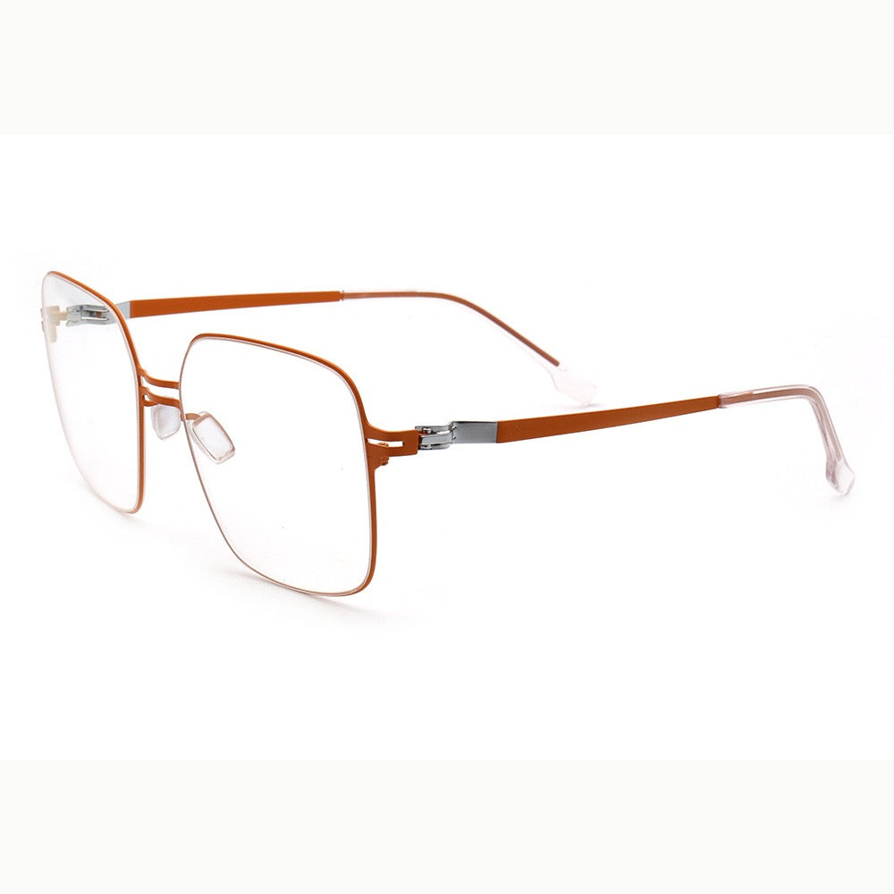 Robin | 80s Mens Business Metal Eyeglass Frames | Modern Square Oversize Womens Light Eyewear Stainless Steel