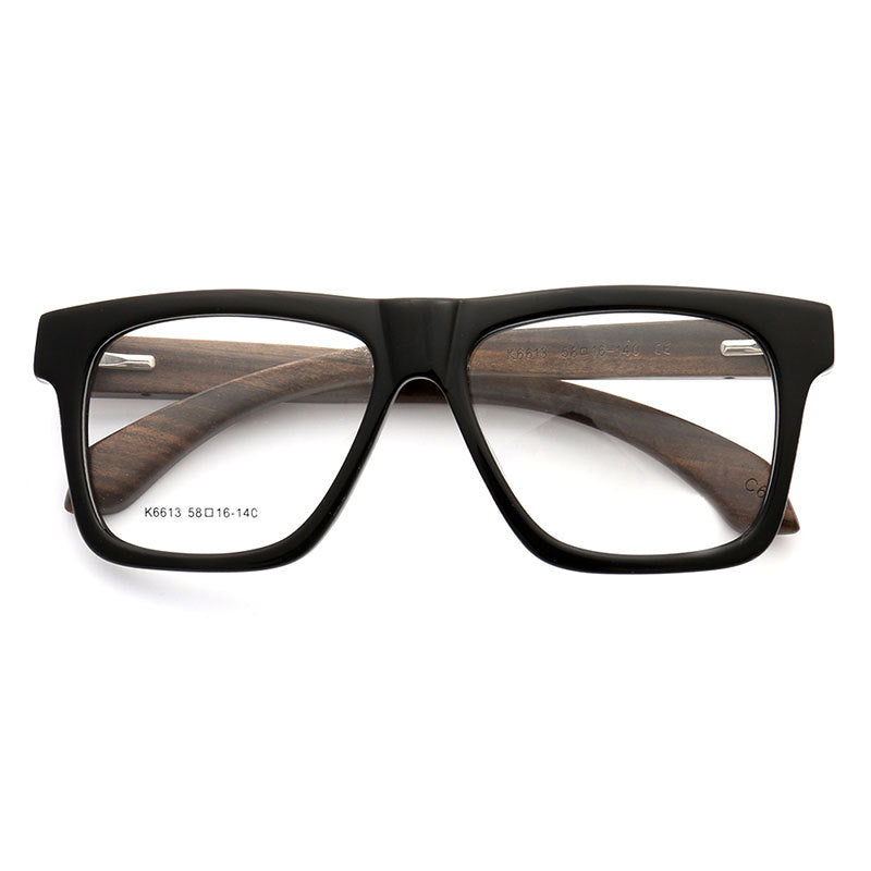 Brooks | 80s Oversized Mens Square Wood Eyeglasses | Vintage Wooden Glasses Frame Online