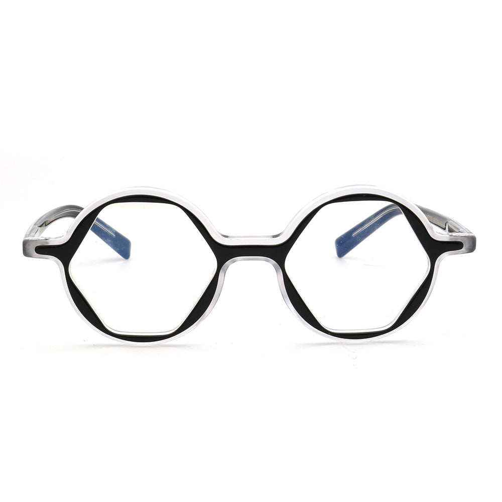 Mosley | Hexagon Shaped Full Rim Acetate Eyeglasses for Men | Retro Women Geometric Glasses Frames Online