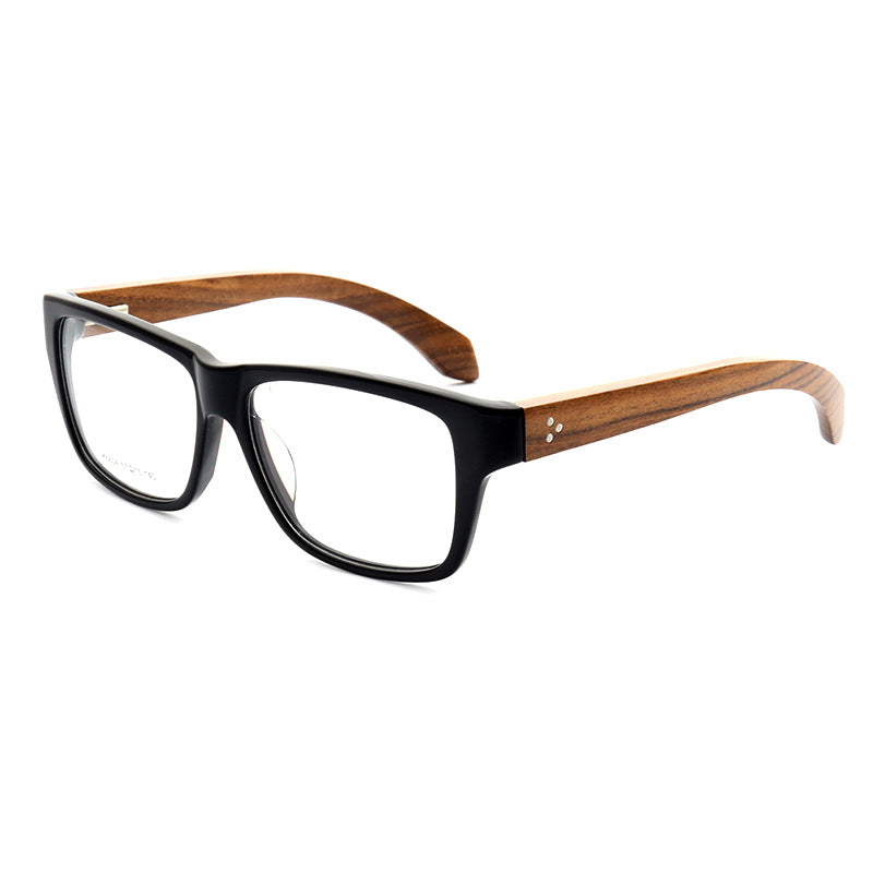 Lexington | Square Full Rim Wooden Eyeglasses | Modern Acetate Frames w/ Wood Temples