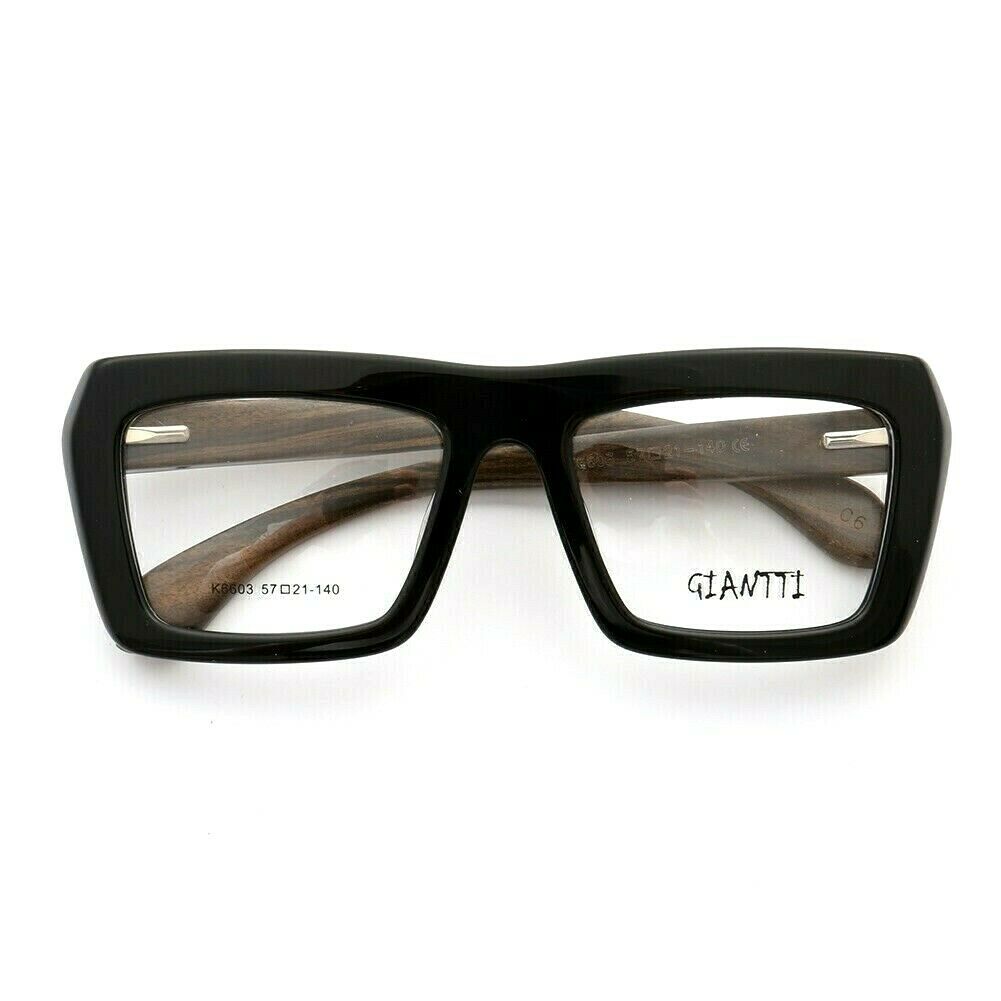 Garland | Retro Oversized Wooden Eyeglasses For Men & Women | Acetate Frame w/ Wood Temples