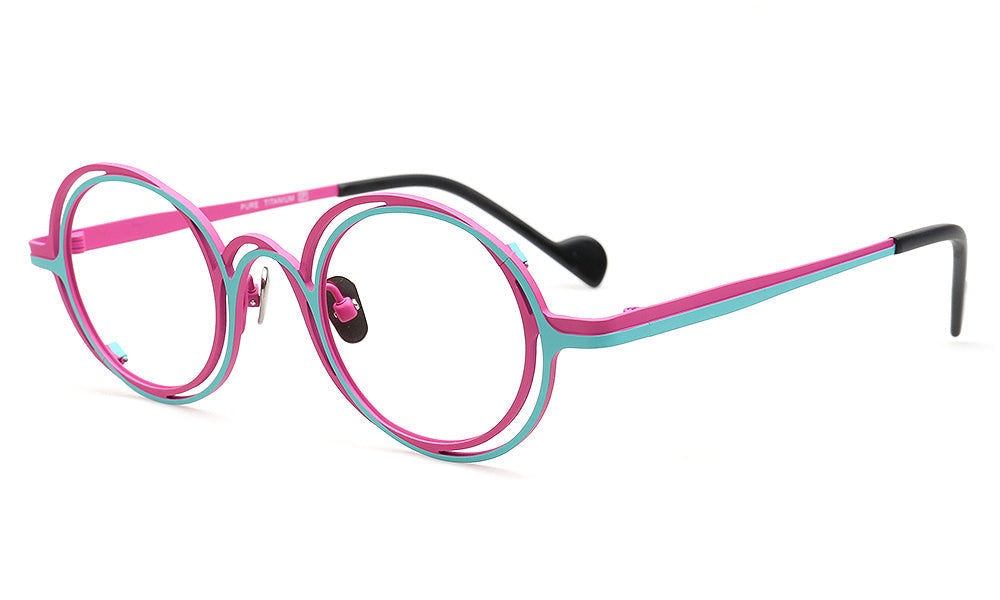 Slater | Round Womens Pure Titanium Eyeglasses Frames | Retro Mens Glasses Frames Two Tone