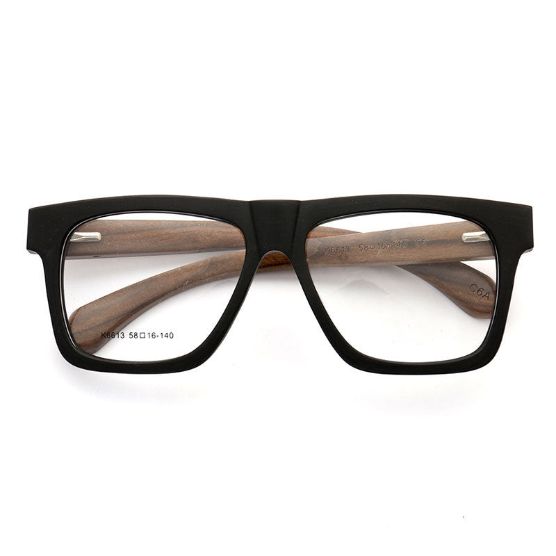 Brooks | 80s Oversized Mens Square Wood Eyeglasses | Vintage Wooden Glasses Frame Online