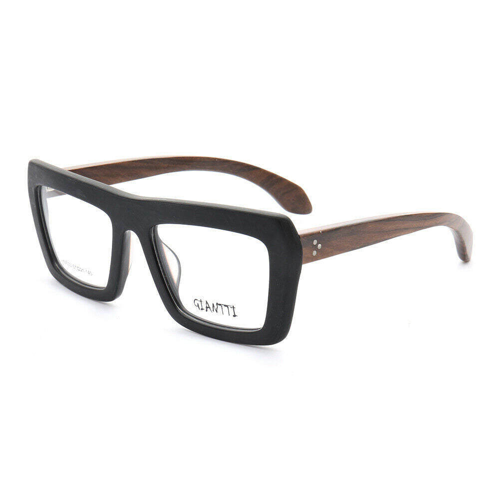 Garland | Retro Oversized Wooden Eyeglasses For Men & Women | Acetate Frame w/ Wood Temples