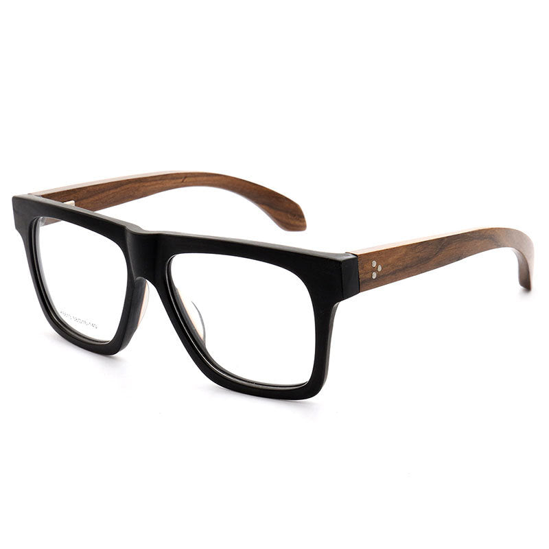 Brooks | 80s Oversized Mens Square Wood Eyeglasses | Vintage Wooden Glasses Frame Online