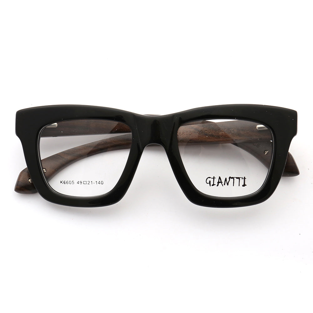 Austin | Retro Oversized Mens Wood Eyeglass Frames  | Vintage Square Wooden Glasses Frames Online