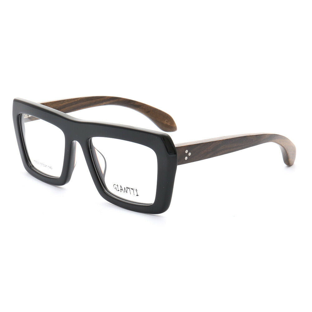 Garland | Retro Oversized Wooden Eyeglasses For Men & Women | Acetate Frame w/ Wood Temples
