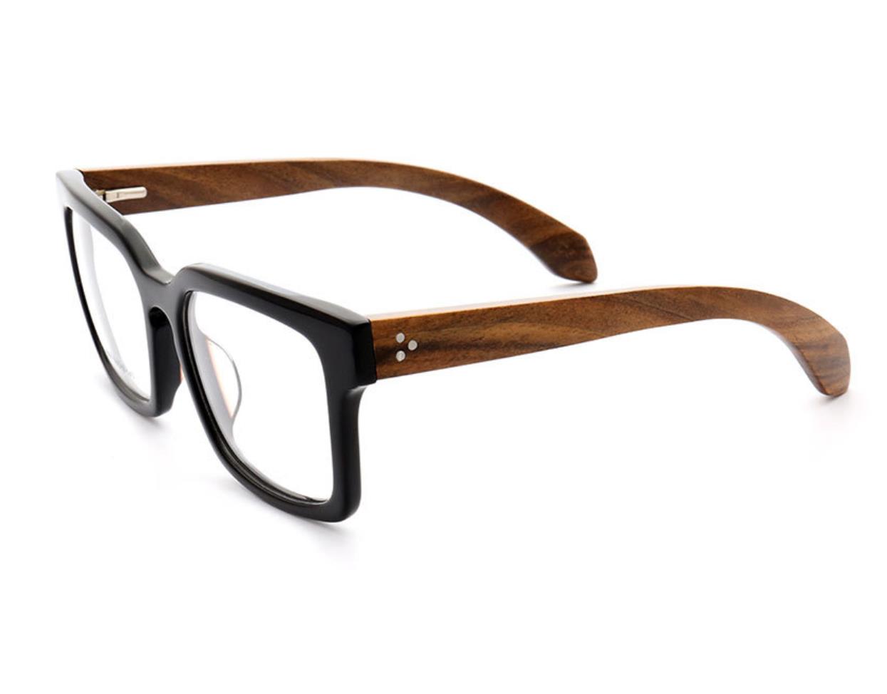 Derby | Oversized Square Wooden Eyeglasses | Classic Acetate Frames w/ Wood Temples