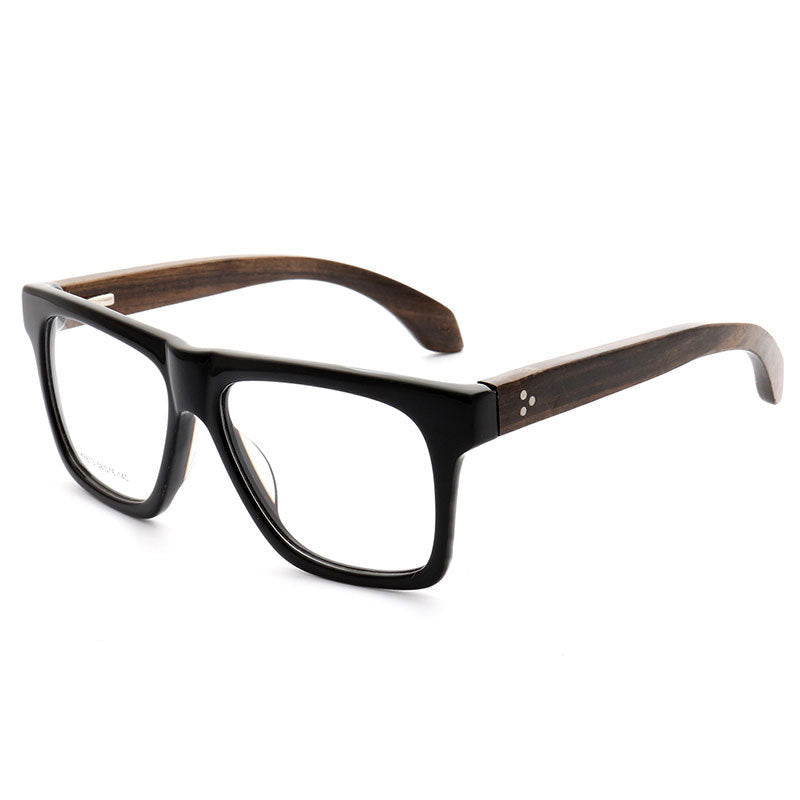 Brooks | 80s Oversized Mens Square Wood Eyeglasses | Vintage Wooden Glasses Frame Online
