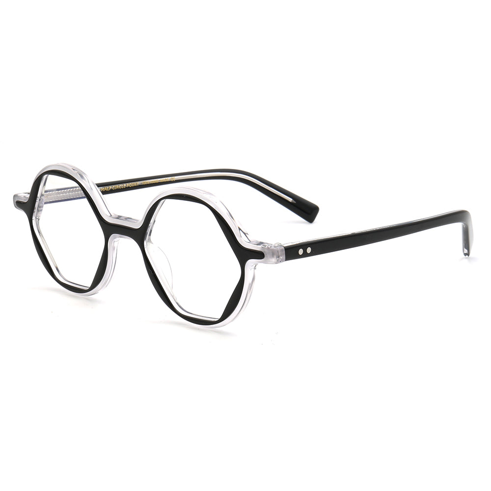 Mosley | Hexagon Shaped Full Rim Acetate Eyeglasses for Men | Retro Women Geometric Glasses Frames Online